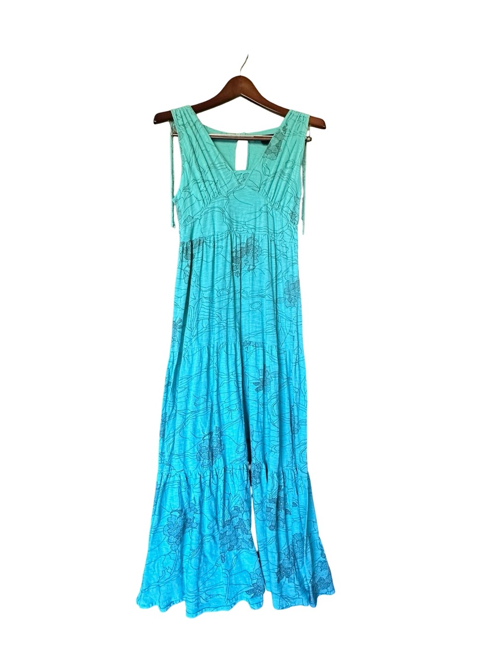 Calvin Klein Turquoise Blue Floral Maxi Dress